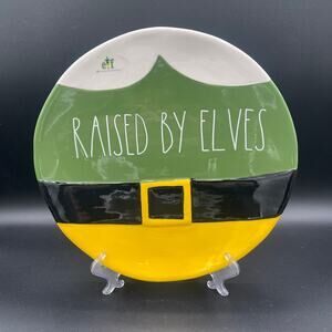 Rae Dunn ELF "Raised By Elves" Buddy the Elf Large 11" Plate NEW Christmas 2025